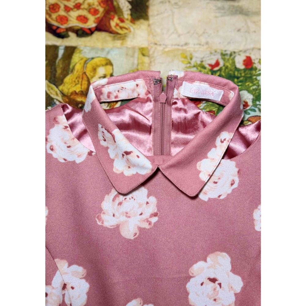 Liz Lisa Collared Floral Pink Dress Jfashion Gyaru Himekaji Coquette Autumn 2013 - Picture 6 of 16
